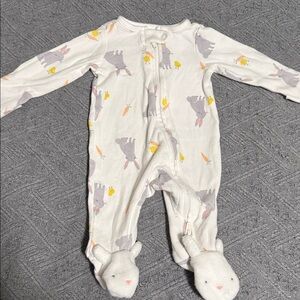 Carter's White Bunny & Chick Footed One-Piece